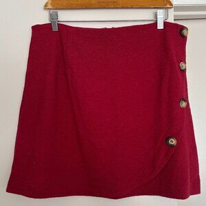 Maeve faux-wrap red mini skirt (size L)